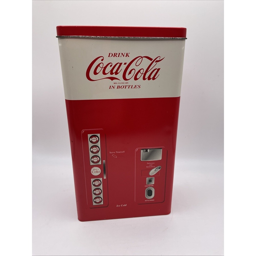 Coca Cola 1999 Coke Vending Machine Tin with 3 pc. 8 oz. Glass Set inside tin - Picture 1 of 10